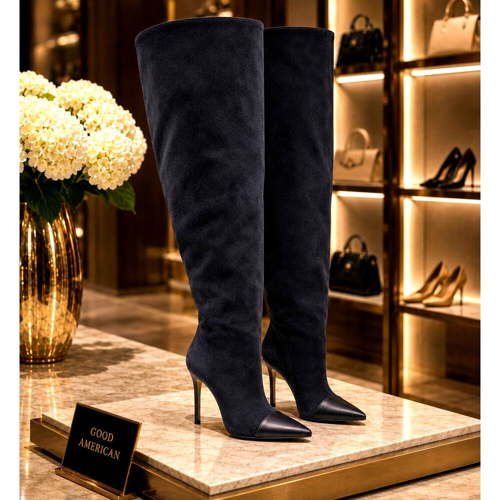 Good American Suede Over the Knee Boots - Black - size 6.5